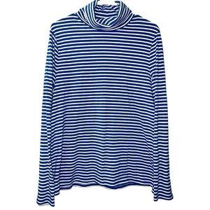Talbots Turtleneck Shirt Blue White Striped